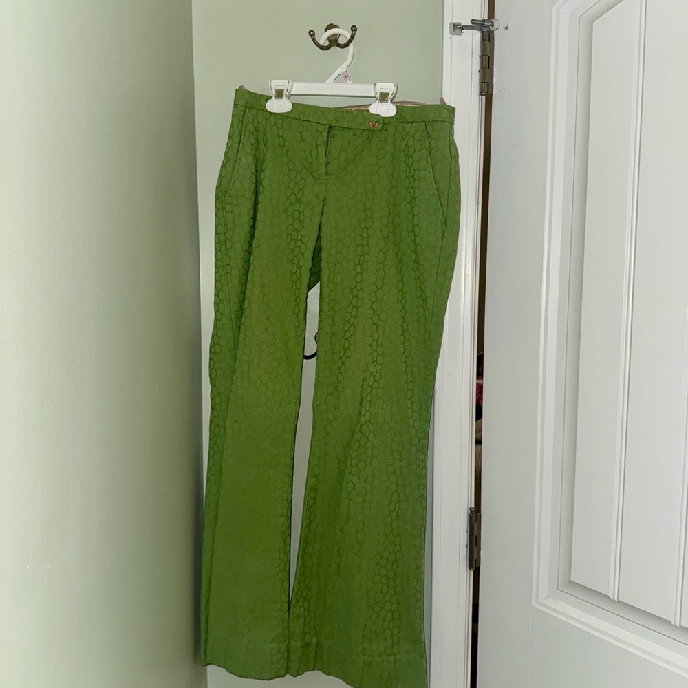 Vintage The Limited Drew Fit - Green Patterned Flare Dress Pants